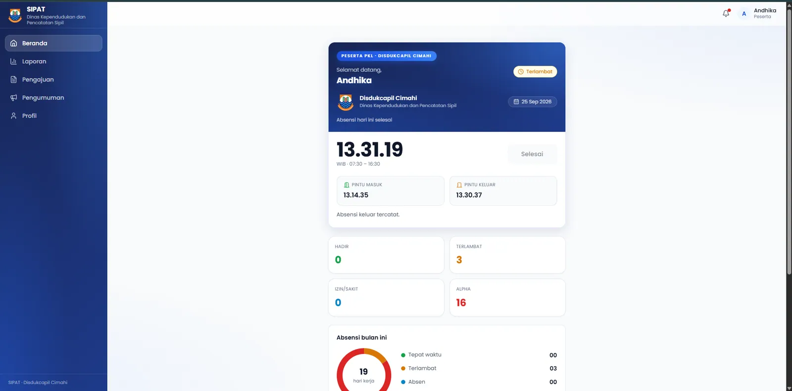 SIPAT — Absensi Disdukcapil